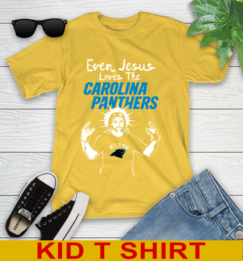 Carolina Panthers NFL Football Even Jesus Loves The Panthers Shirt Youth T-Shirt 9