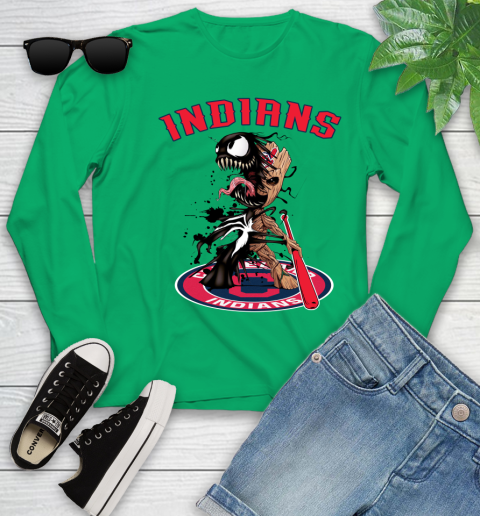 MLB Cleveland Indians Baseball Venom Groot Guardians Of The Galaxy Youth Long Sleeve 6