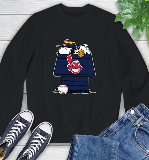 MLB Cleveland Indians Snoopy Woodstock The Peanuts Movie Baseball T Shirt Sweatshirt 2