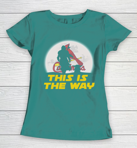 St.Louis Cardinals MLB Baseball Star Wars Yoda And Mandalorian This Is The Way Women's T-Shirt 10