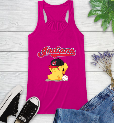 MLB Pikachu Baseball Sports Cleveland Indians Racerback Tank 8