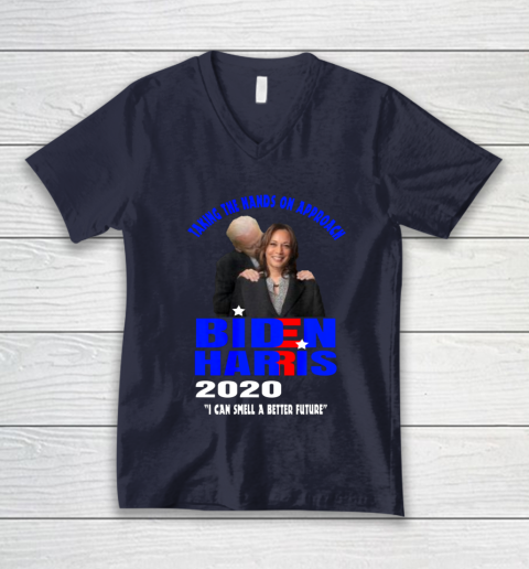Anti Joe Biden Kamala Harris Hands On Can Smell The Future V-Neck T-Shirt 2