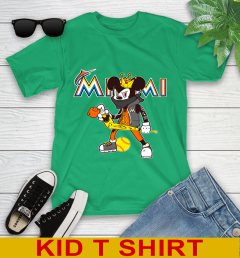 Miami Marlins MLB Baseball Mickey Peace Sign Sports Youth T-Shirt 6