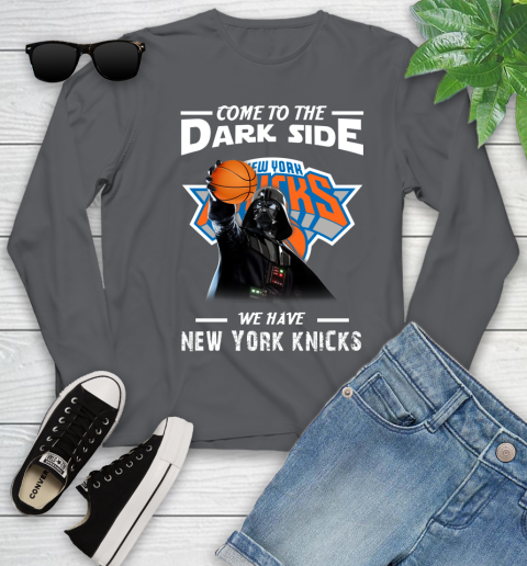 NBA Come To The Dark Side We Have New York Knicks Star Wars Darth Vader Basketball Youth Long Sleeve 9