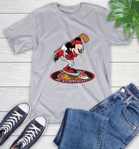NHL Hockey Chicago Blackhawks Cheerful Mickey Disney Shirt T-Shirt 6