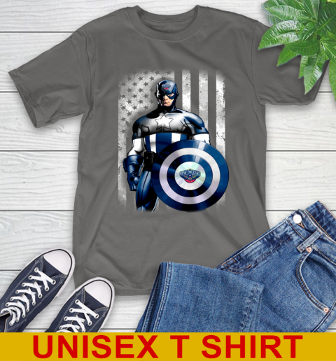 New Orleans Pelicans NBA Basketball Captain America Marvel Avengers American Flag Shirt T-Shirt 10