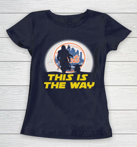 New York Mets MLB Baseball Star Wars Yoda And Mandalorian This Is The Way Women's T-Shirt 2