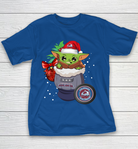 Colorado Avalanche Christmas Baby Yoda Star Wars Funny Happy NHL Youth T-Shirt 9 Colorado Avalanche Christmas Baby Yoda Star Wars Funny Happy NHL Youth T-Shirt - Image 9