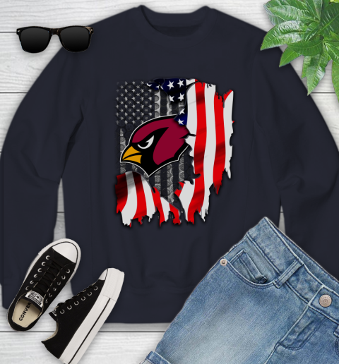 Arizona Cardinals NFL Football American Flag Youth Sweatshirt 2