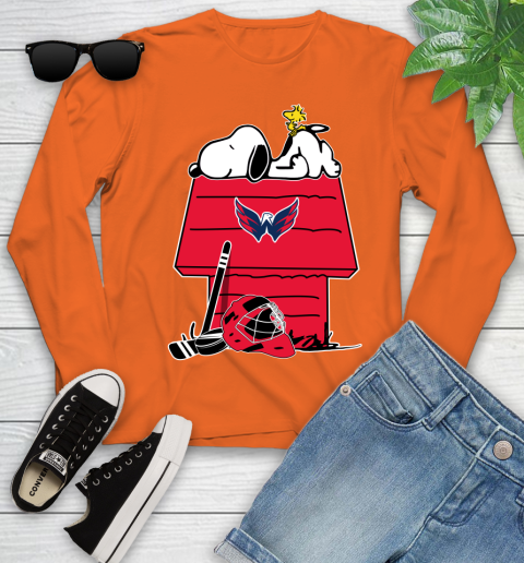 Washington Capitals NHL Hockey Snoopy Woodstock The Peanuts Movie Youth Long Sleeve 4