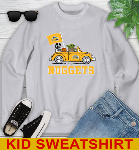NBA Basketball Denver Nuggets Darth Vader Baby Yoda Driving Star Wars Shirt Youth Sweatshirt 4