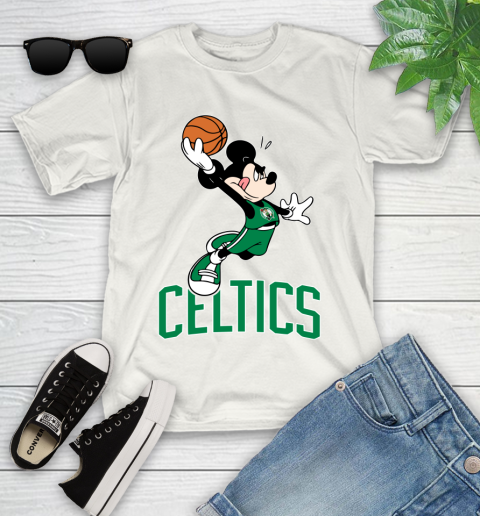 NBA Basketball Boston Celtics Cheerful Mickey Mouse Shirt Youth T-Shirt 2