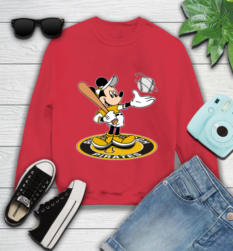MLB Baseball Pittsburgh Pirates Cheerful Mickey Disney Shirt Youth Sweatshirt 8