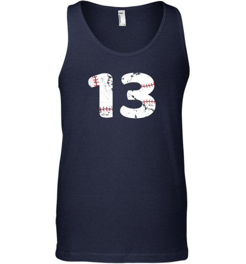 cqtt number 13 baseball vintage distressed team unisex tank 17 front navy