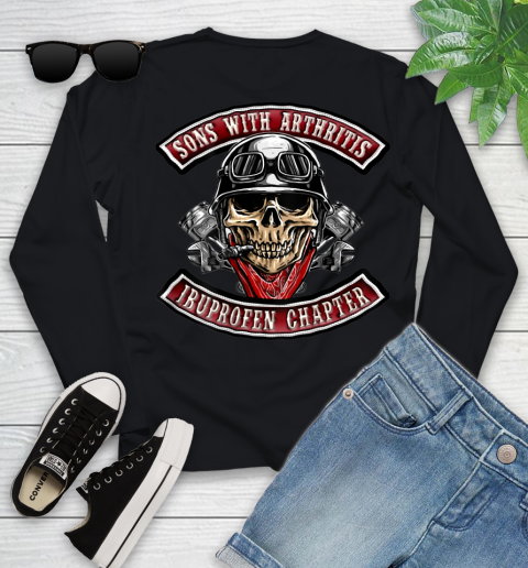 Sons With Arthritis Ibuprofen Chapter Funny Biker Print On Back Youth Long Sleeve
