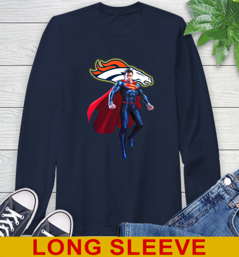 NFL Superman DC Sports Football Denver Broncos Long Sleeve T-Shirt 4