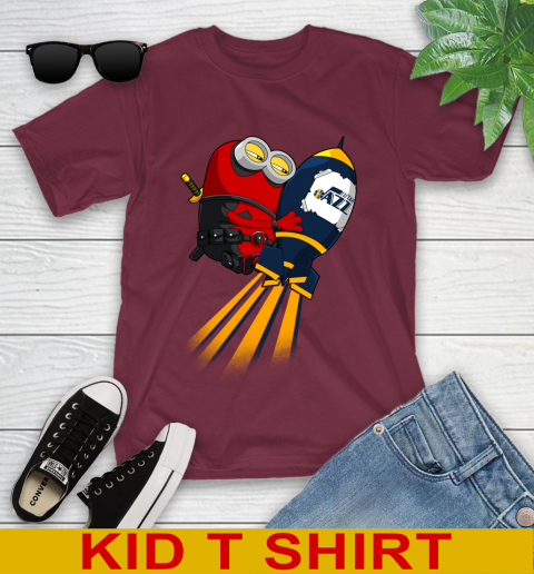 NBA Basketball Utah Jazz Deadpool Minion Marvel Shirt Youth T-Shirt 5