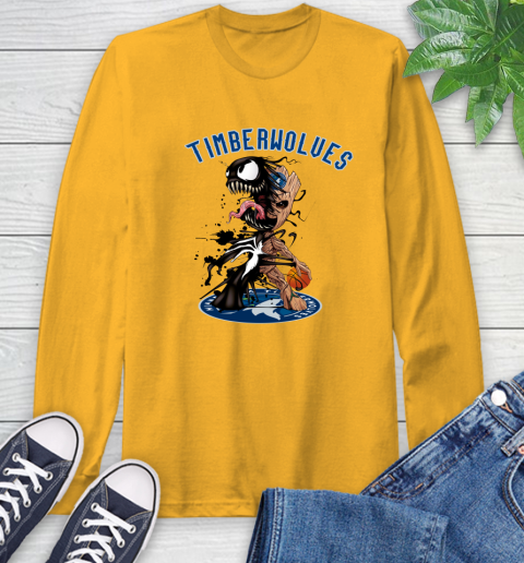 NBA Minnesota Timberwolves Basketball Venom Groot Guardians Of The Galaxy Long Sleeve T-Shirt 3