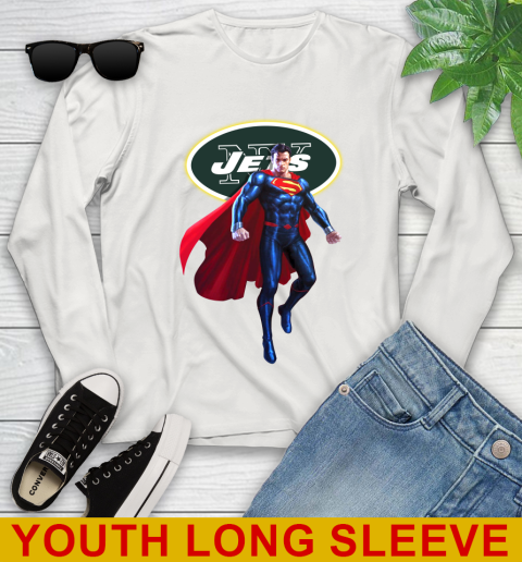NFL Superman DC Sports Football New York Jets Youth Long Sleeve 12