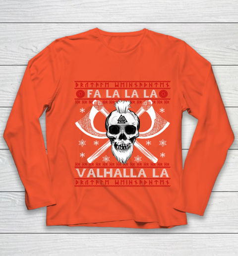 Ugly Christmas Sweater Fa La La Valhalla Viking Youth Long Sleeve 3