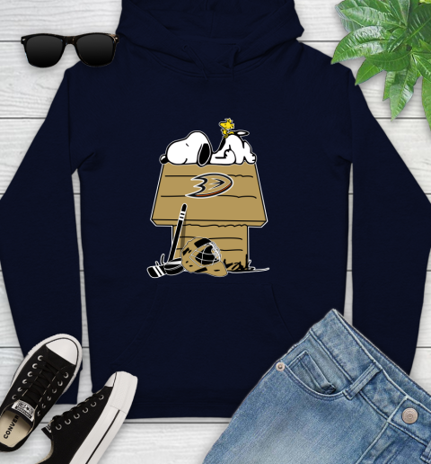 Anaheim Ducks NHL Hockey Snoopy Woodstock The Peanuts Movie Youth Hoodie 4