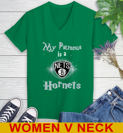 NBA Basketball Harry Potter My Patronus Is A Brooklyn Nets Women's V-Neck T-Shirt 5