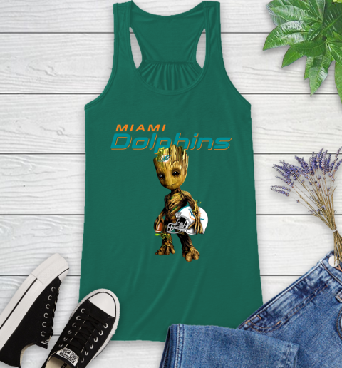 Miami Dolphins NFL Football Groot Marvel Guardians Of The Galaxy Racerback Tank 7
