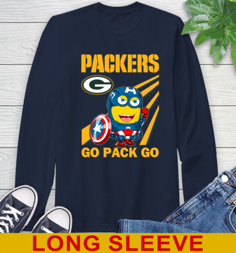 NFL Football Green Bay Packers Captain America Marvel Avengers Minion Shirt Long Sleeve T-Shirt 3