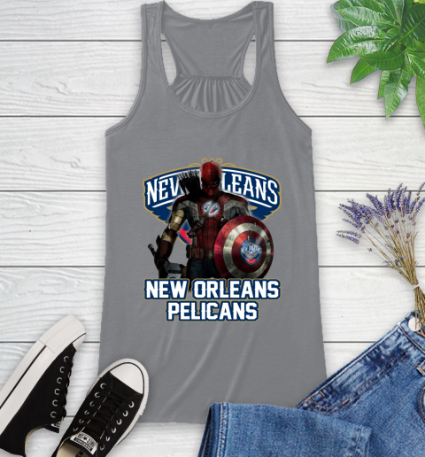 New Orleans Pelicans NBA Basketball Captain America Thor Spider Man Hawkeye Avengers Racerback Tank 5