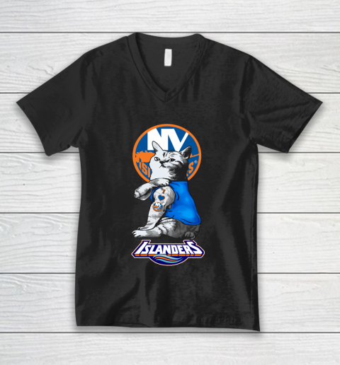 NHL My Cat Loves New York Islanders Hockey V-Neck T-Shirt