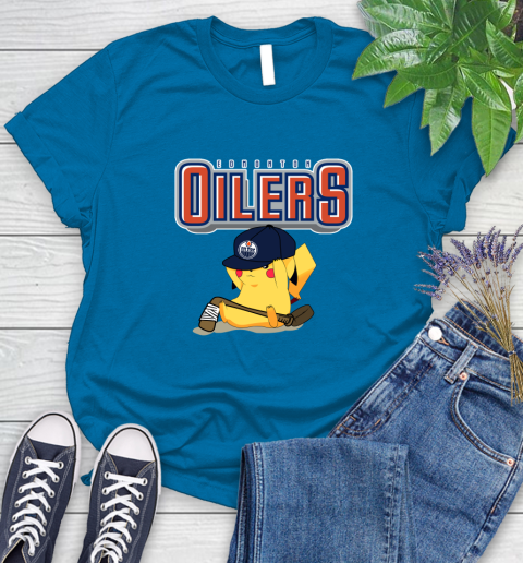 NHL Pikachu Hockey Sports Edmonton Oilers Women's T-Shirt 7