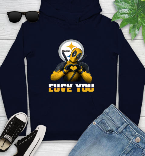 NHL Pittsburgh Steelers Deadpool Love You Fuck You Football Sports Youth Hoodie 3