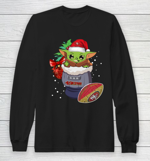 San Francisco 49ers Christmas Baby Yoda Star Wars Funny Happy NFL Long Sleeve T-Shirt