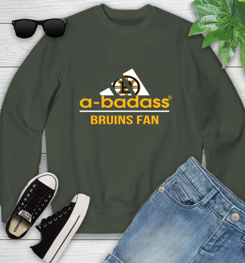 NHL A Badass Boston Bruins Fan Adidas Hockey Sports Youth Sweatshirt 9