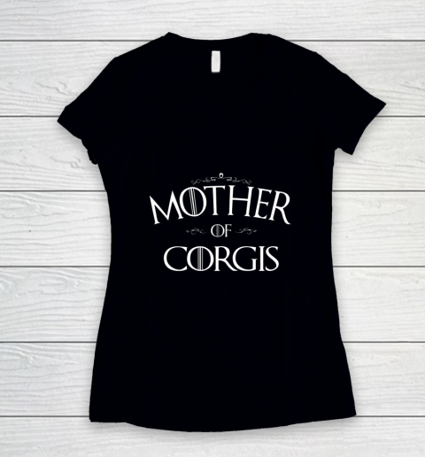 Dog Mom Shirt Mother of Corgis Shirt Mom of Corgi Dog Lover Gift Women's V-Neck T-Shirt