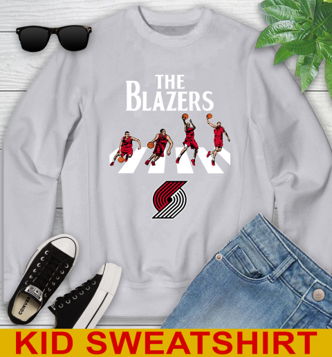 NBA Basketball Portland Trail Blazers The Beatles Rock Band Shirt Youth Sweatshirt - Image 4