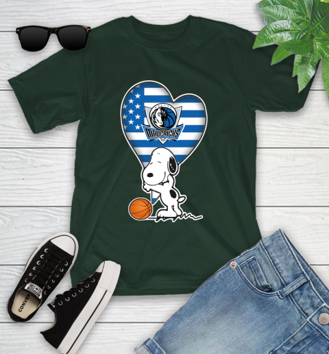 Dallas Mavericks NBA Basketball The Peanuts Movie Adorable Snoopy Youth T-Shirt 5