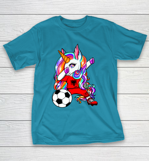 Dabbing Unicorn Albania Soccer Fans Jersey Albanian Football T-Shirt 8