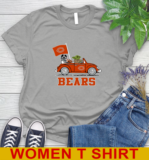 NFL Football Chicago Bears Darth Vader Baby Yoda Driving Star Wars Shirt Women's T-Shirt 11