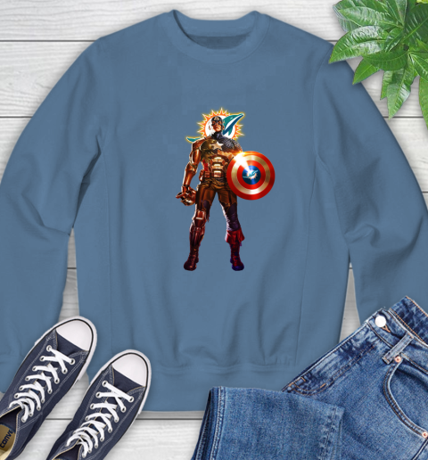 NFL Captain America Marvel Avengers Endgame Football Sports Miami Dolphins Sweatshirt 7