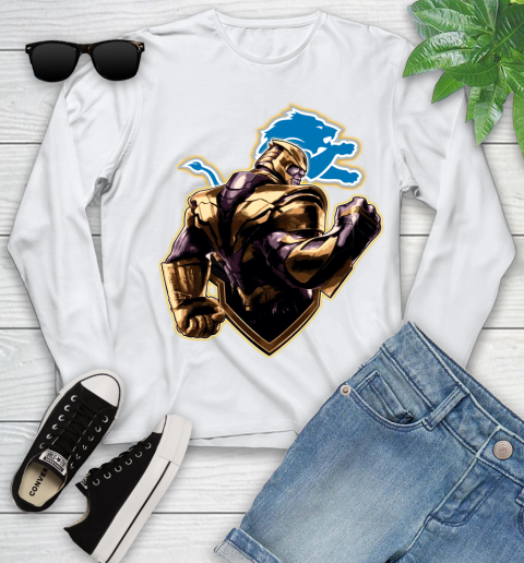 NFL Thanos Avengers Endgame Football Sports Detroit Lions Youth Long Sleeve