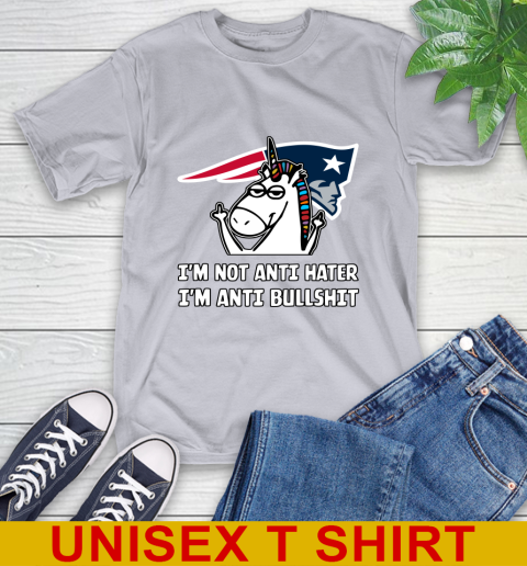 New England Patriots NFL Football Unicorn I'm Not Anti Hater I'm Anti Bullshit T-Shirt 6