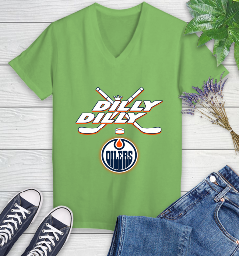 NHL Edmonton Oilers Dilly Dilly Hockey Sports Women's V-Neck T-Shirt 11
