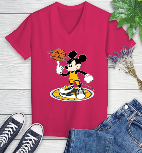 NBA Basketball Indiana Pacers Cheerful Mickey Disney Shirt Women's V-Neck T-Shirt 8