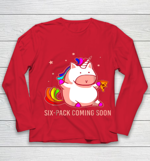 Unicorn Six Pack Funny Cute Shirt Coming Soon Fat Unicorn Youth Long Sleeve 8