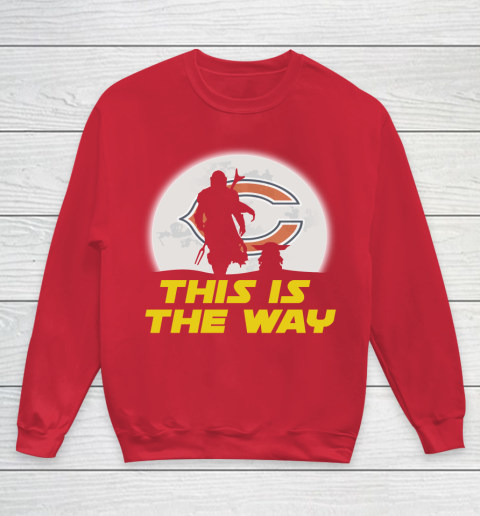 Chicago Bears NFL Football Star Wars Yoda And Mandalorian This Is The Way Youth Sweatshirt 7