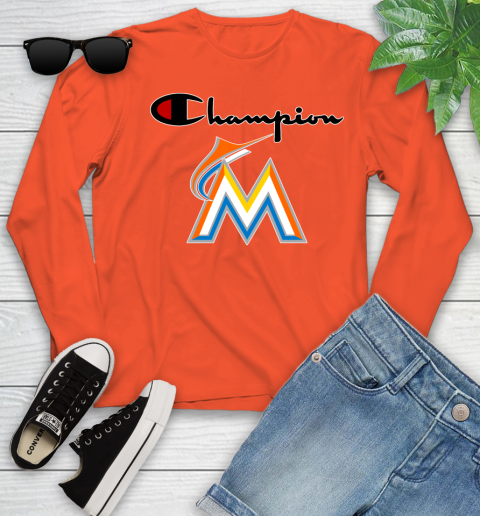 MLB Baseball Miami Marlins Champion Shirt Youth Long Sleeve 2