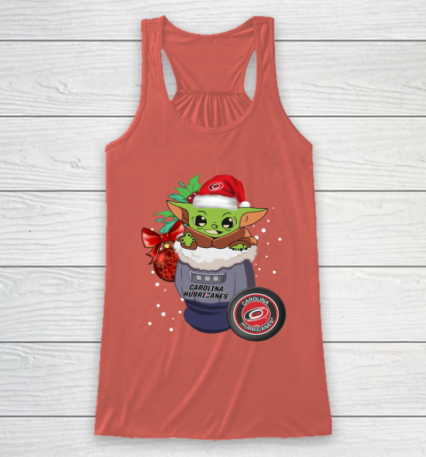 Carolina Hurricanes Christmas Baby Yoda Star Wars Funny Happy NHL Racerback Tank 4