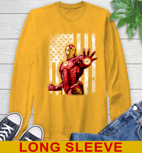 Oklahoma City Thunder NBA Basketball Iron Man Avengers American Flag Shirt Long Sleeve T-Shirt 2