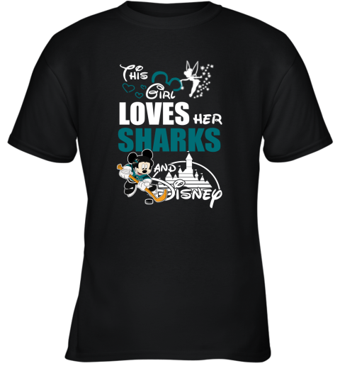 This Girl Love Her San Jose Sharks And Mickey Disney Youth T-Shirt